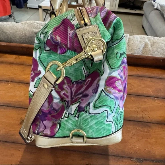 Coach Ashley Floral Iris Multicolor Satchel handbag - Picture 4 of 7